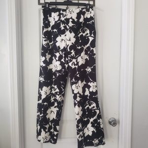Talbots black & white floral print pants sz 12